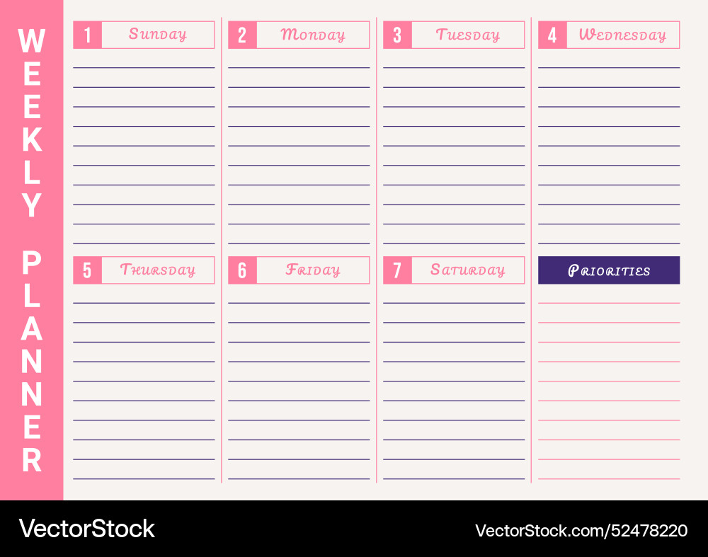 Weekly to do list with space for text Vector Image