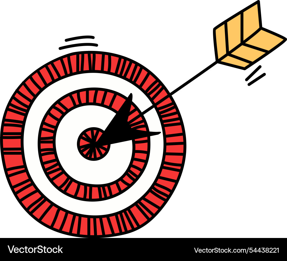 A red target with black arrow pointing A red target with black arrow pointing vector image