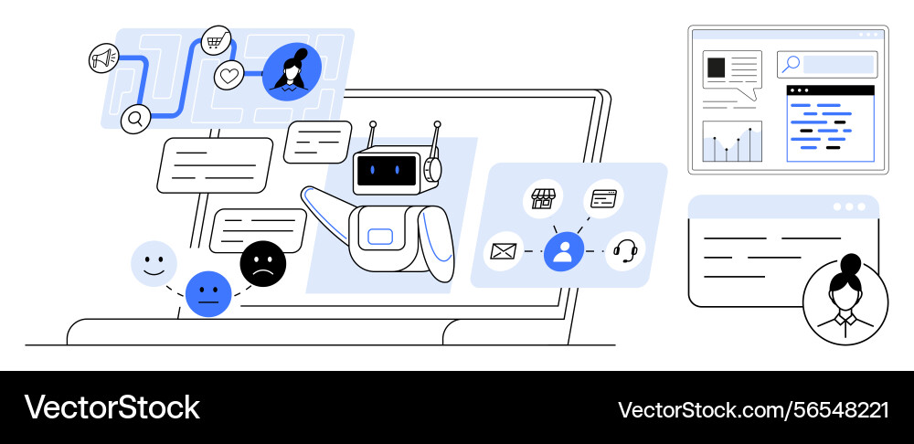 Ai chatbot interacting with users through messages Ai chatbot interacting with users through messages vector image