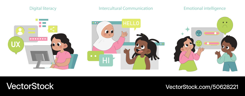 Digital skills set Royalty Free Vector Image - VectorStock