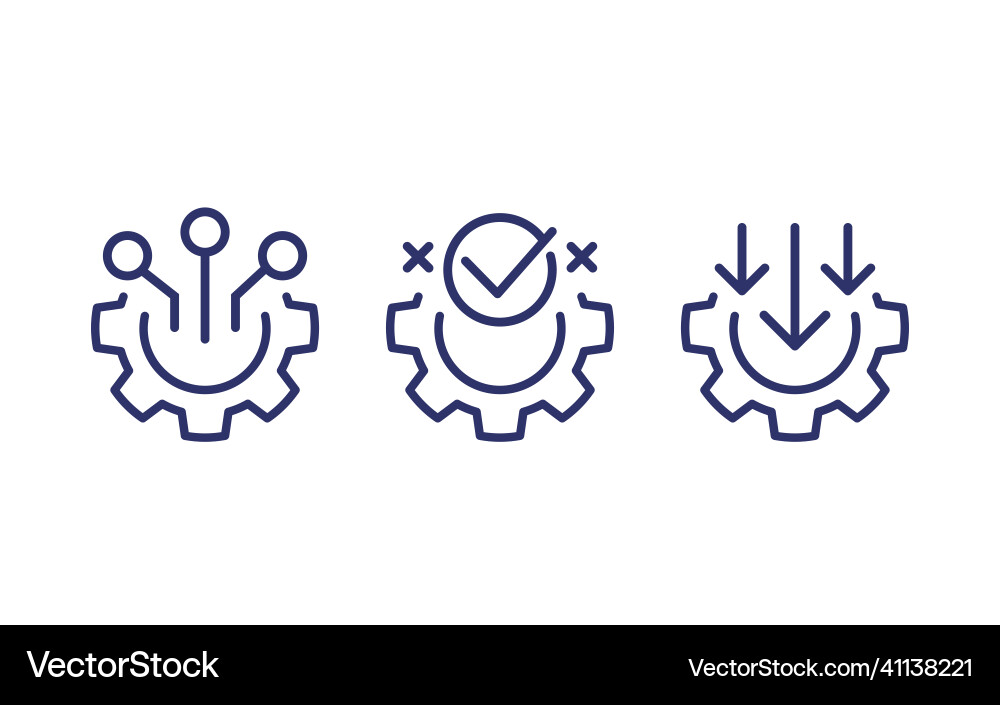 Integration Line Icons - Process & Connection Vector Image