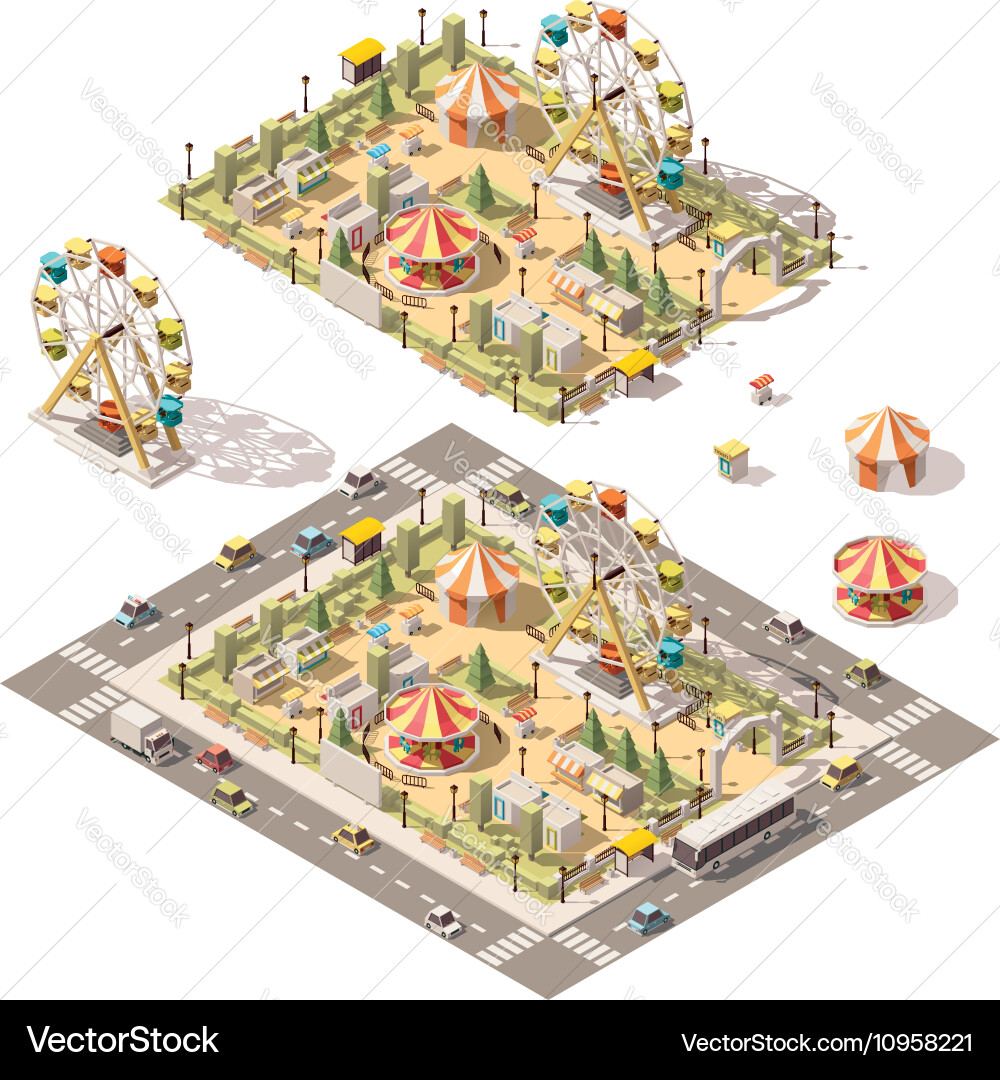 Isometric Amusement Park Royalty Free Vector Image
