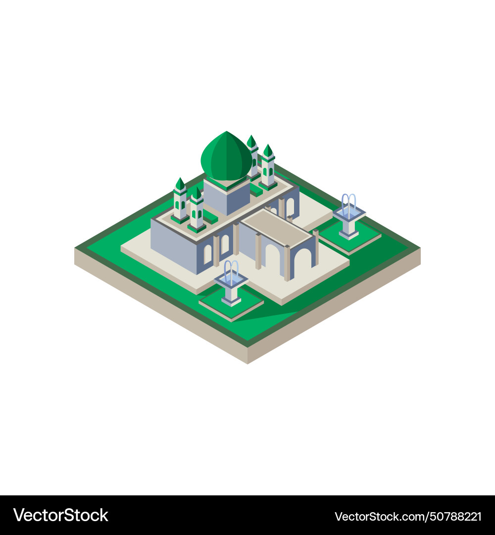Isometric mosque concept design Royalty Free Vector Image