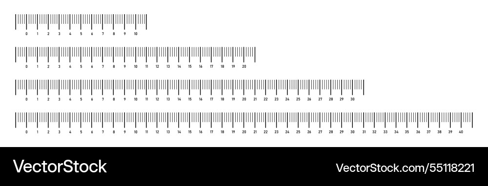 Measuring scale and ruler charts with 10203040 vector image