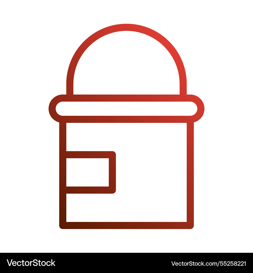 Red gradient bucket icon simple line Vector Image