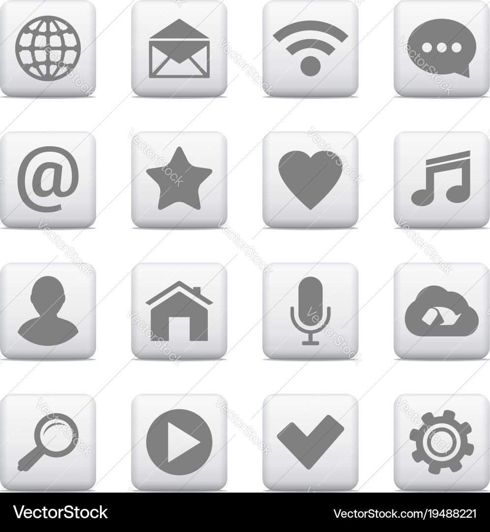Set of universal icons on web buttons Vector Image