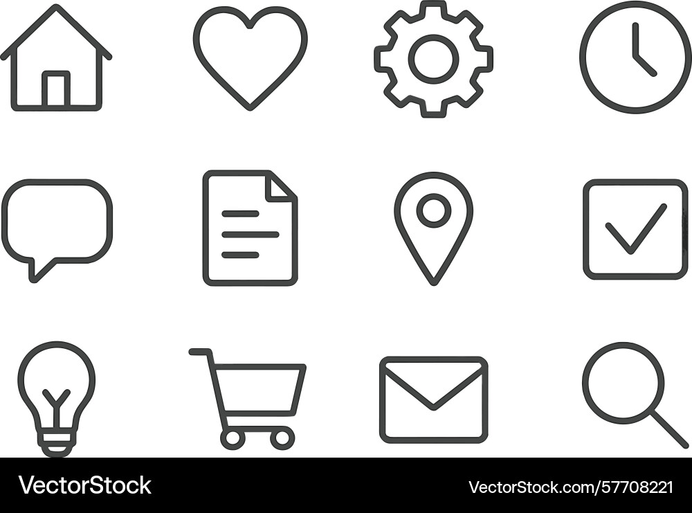 Simple line icons representing various concepts Simple line icons representing various concepts vector image