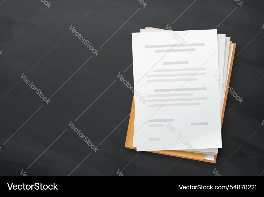 Stack of Documents with Brown Folder vector image