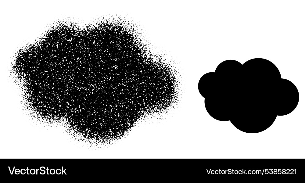 Stippled and solid cloud icon with abstract Vector Image