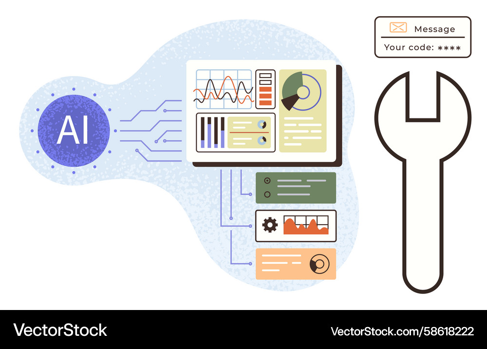 Ai integration with data dashboards analytics Ai integration with data dashboards analytics Vector Image