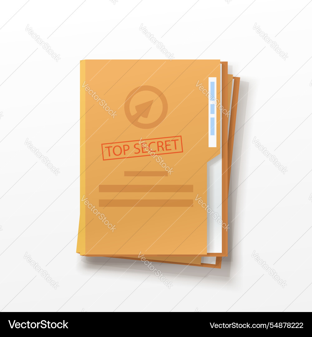 Document folders in stack with secret stamp Document folders in stack with secret stamp vector image