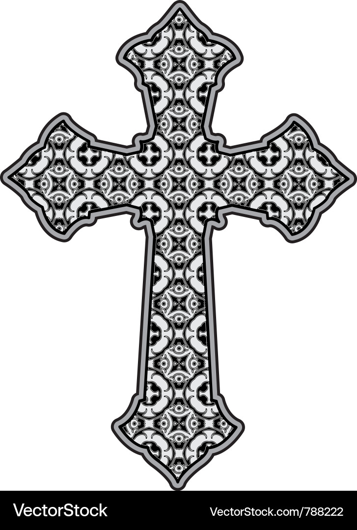 Ornate Patterned Cross Vector Image