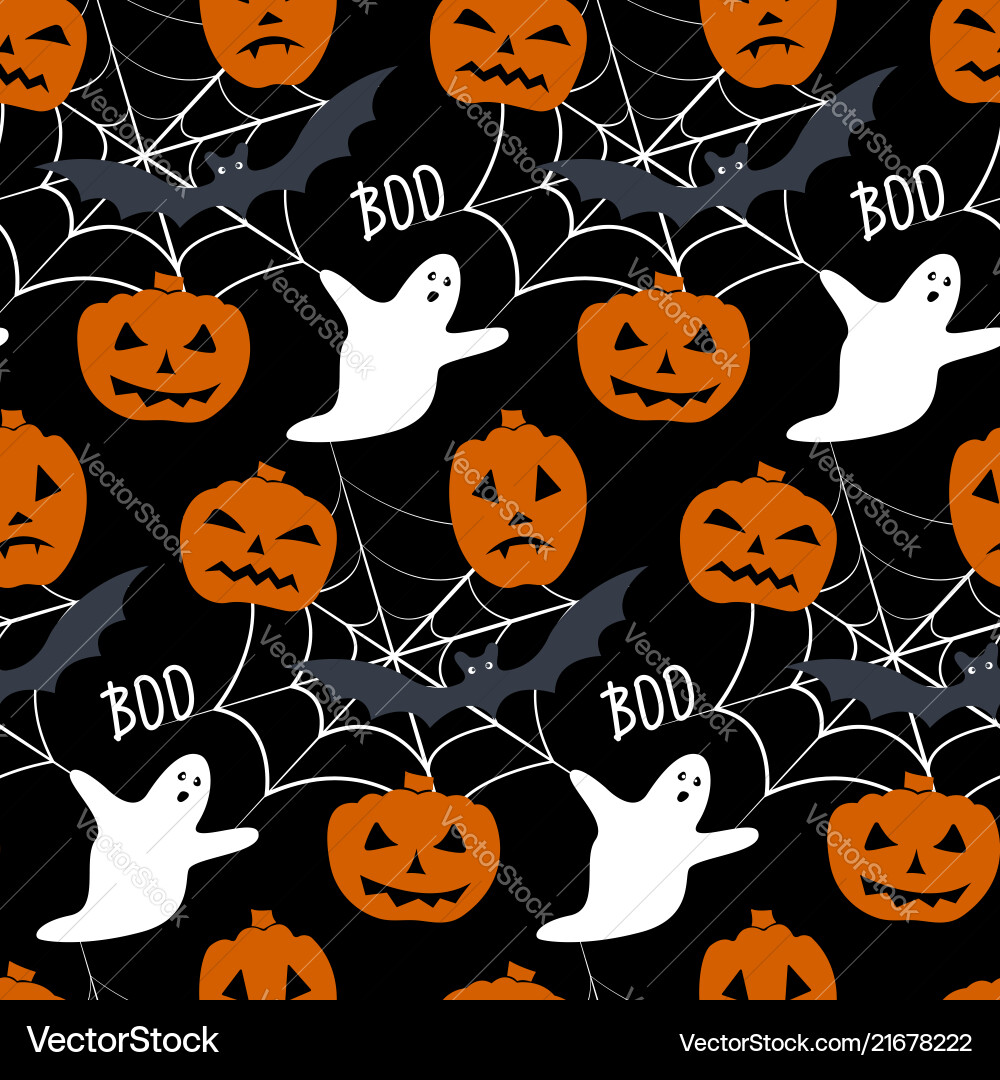 Seamless pattern with - pumpkin ghost spider web vector image