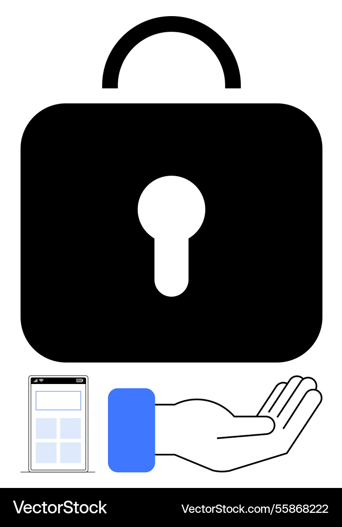 Secure digital access concept with padlock mobile Vector Image