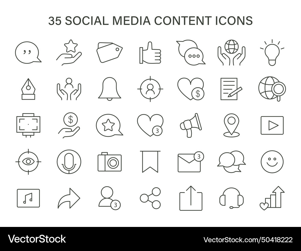 Social media content icons set array of digital Social media content icons set array of digital vector image