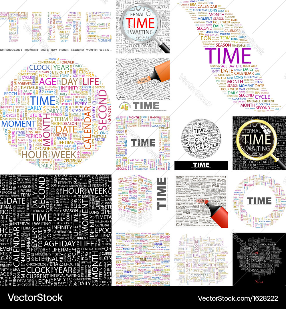 Time Word Cloud Pattern Vector Image