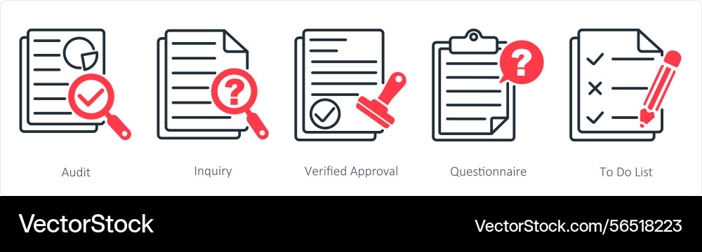 A set of 5 survey and rating icons as audit Vector Image