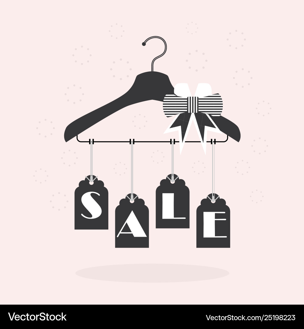 Cute hanging sale tags on clothing hanger pink Vector Image
