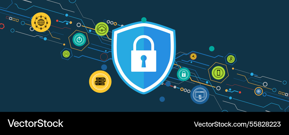 Cyber security technology connection background Cyber security technology connection background vector image
