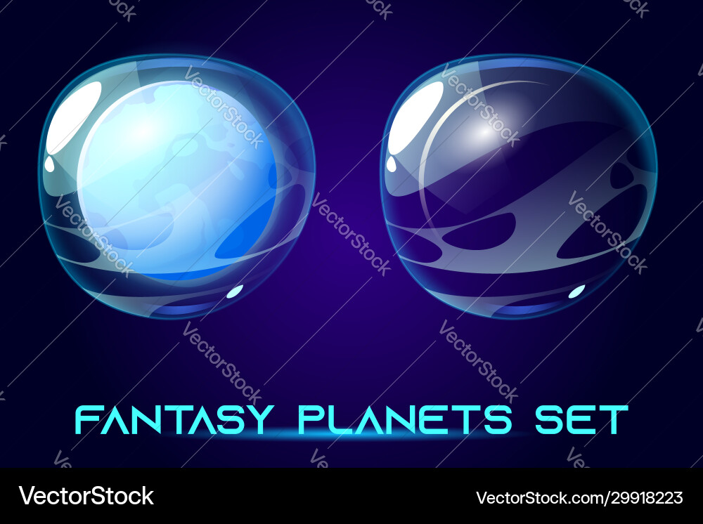 Fantasy space planets set for ui galaxy game Fantasy space planets set for ui galaxy game vector image
