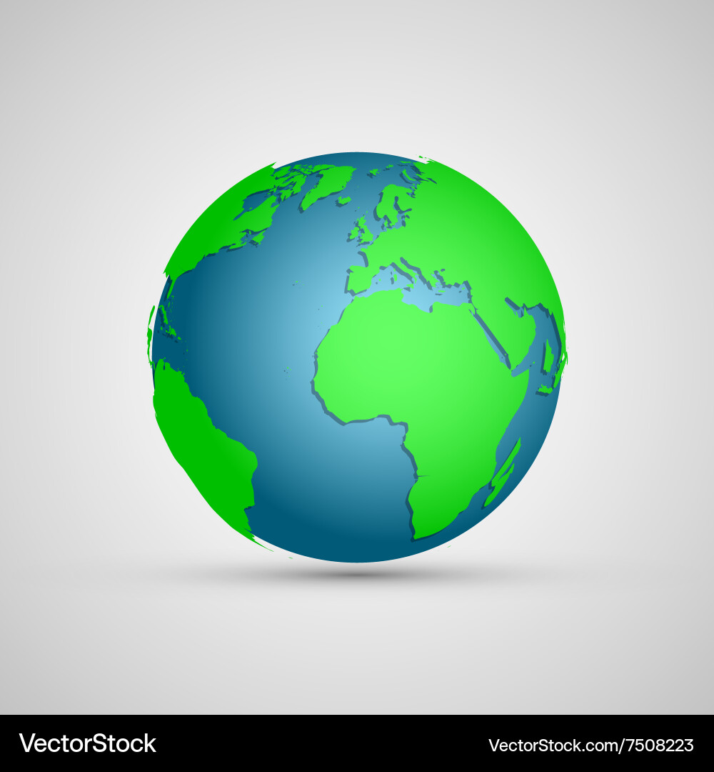 Globe icon with map of the continents vector image
