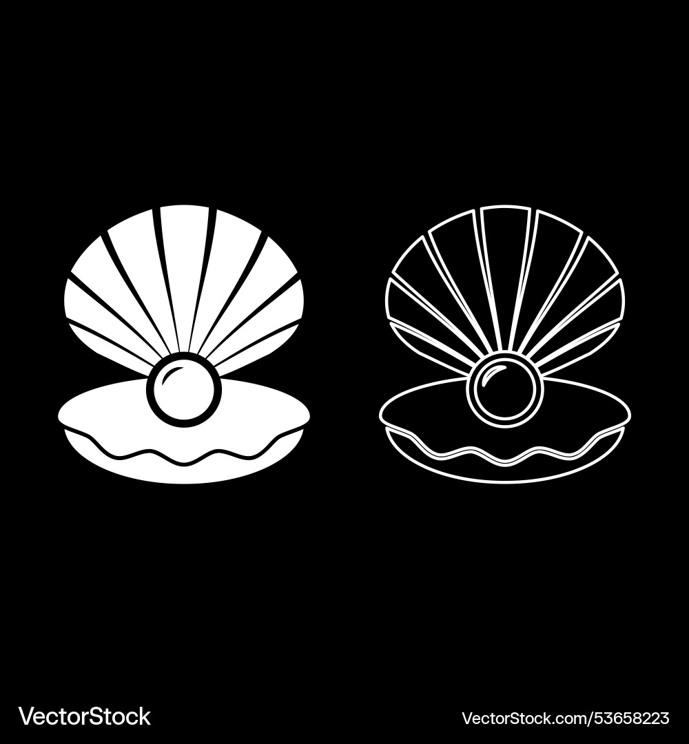 Pearl in seashell shell with pearlized inside Vector Image