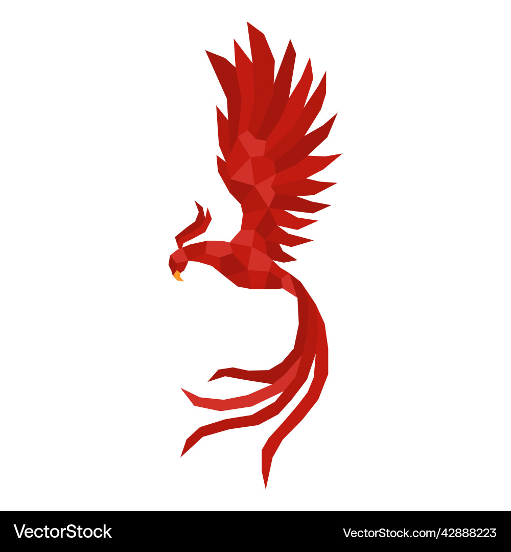 Phoenix bird polygonal high quality Royalty Free Vector