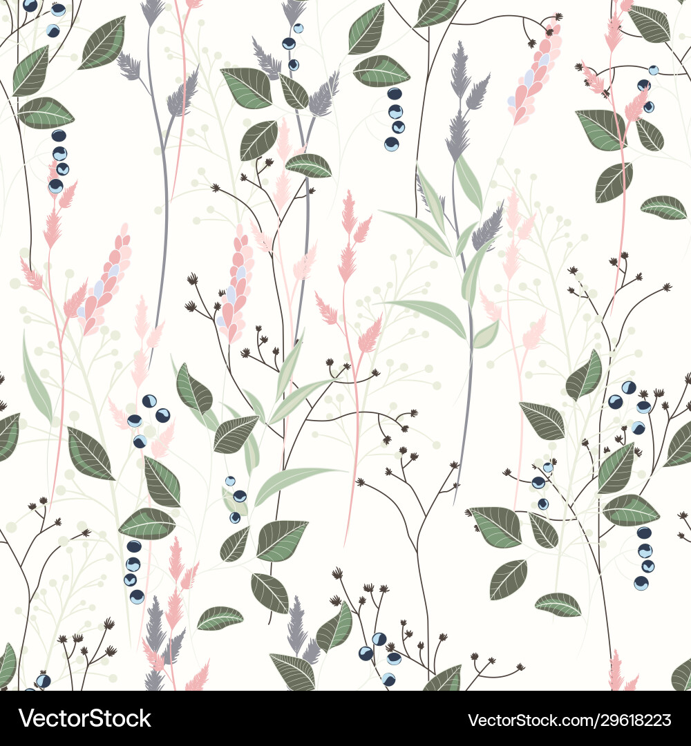Seamless pattern with wild flowers Royalty Free Vector Image