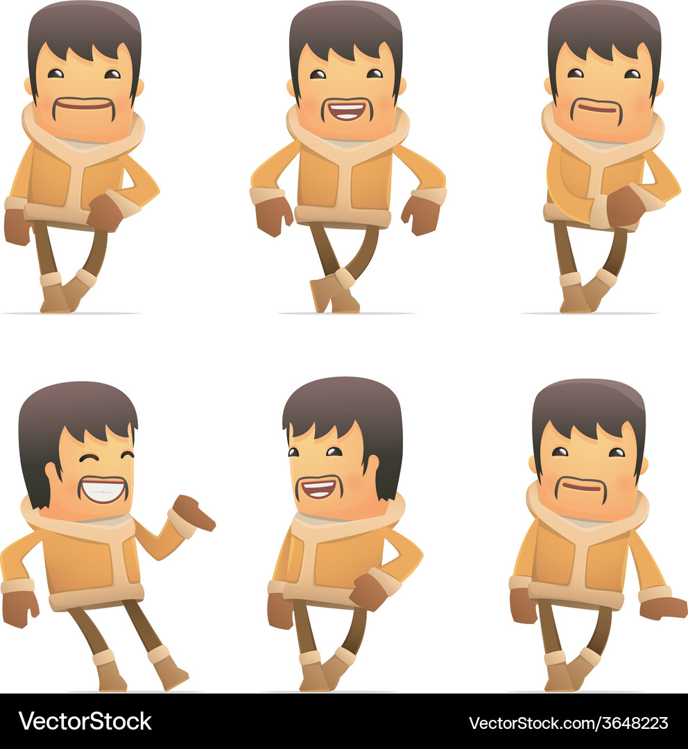 Set of eskimo character in different poses Vector Image