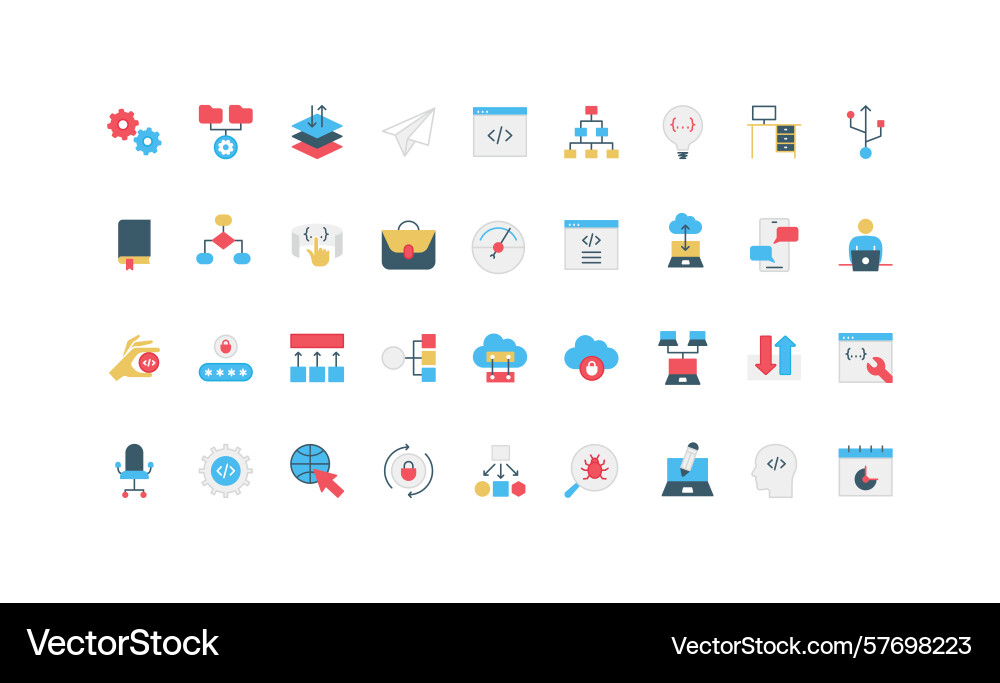 Simple flat coding and programming icons Simple flat coding and programming icons vector image