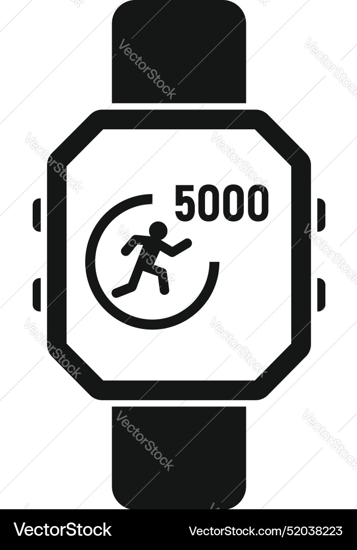Smart watch showing running man icon and distance Smart watch showing running man icon and distance vector image