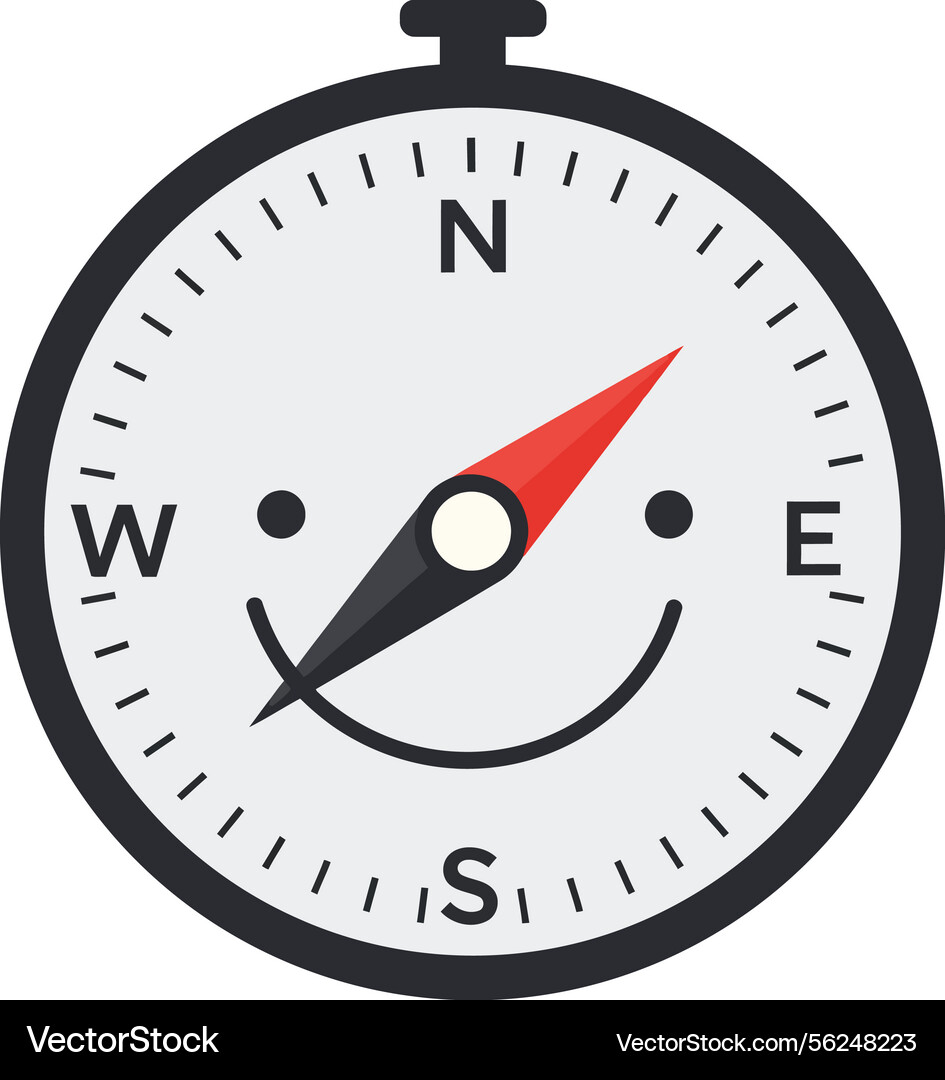 Smiling compass design in minimal style featuring Smiling compass design in minimal style featuring vector image