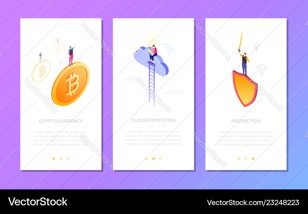 Technology - set of isometric vertical web Vector Image