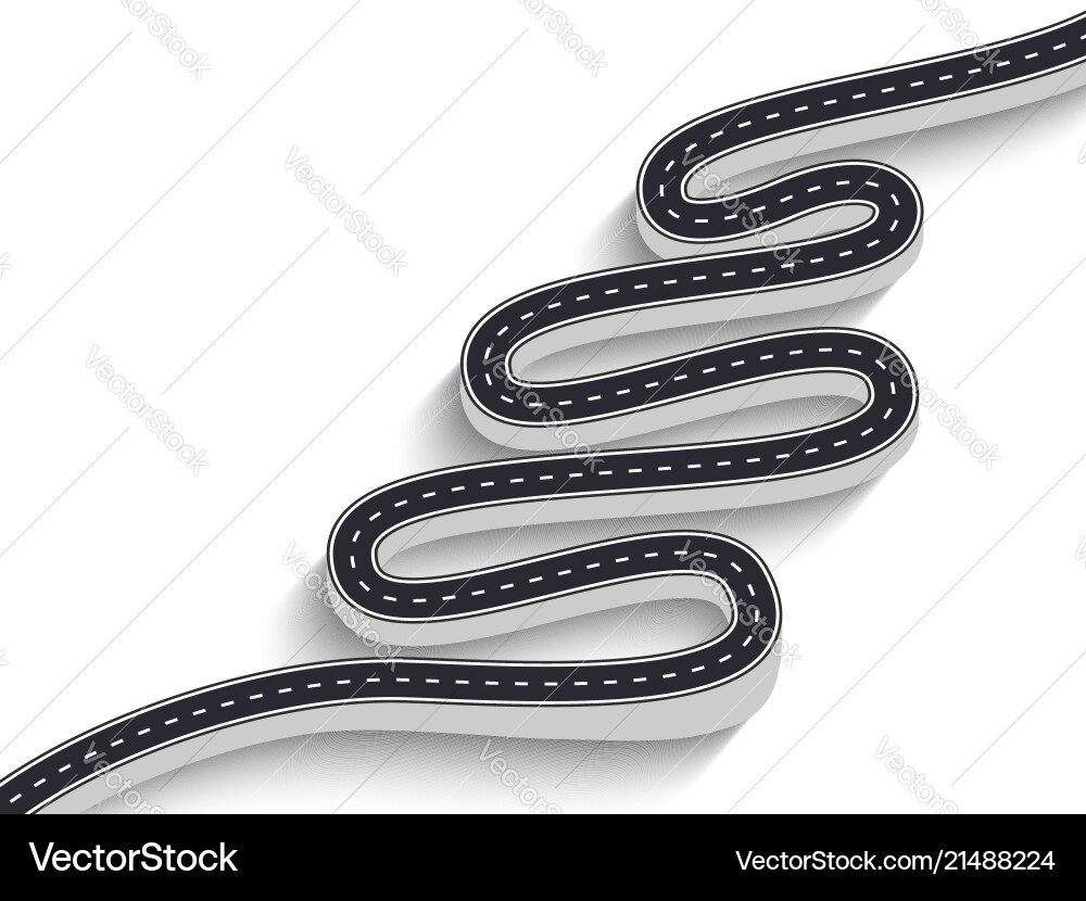 3d winding road on a white isolated background 3d winding road on a white isolated background vector image