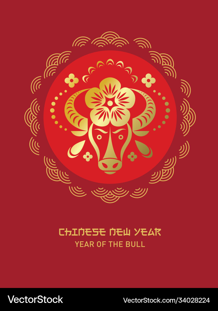 Chinese happy new year 2021 bull Chinese happy new year 2021 bull vector image