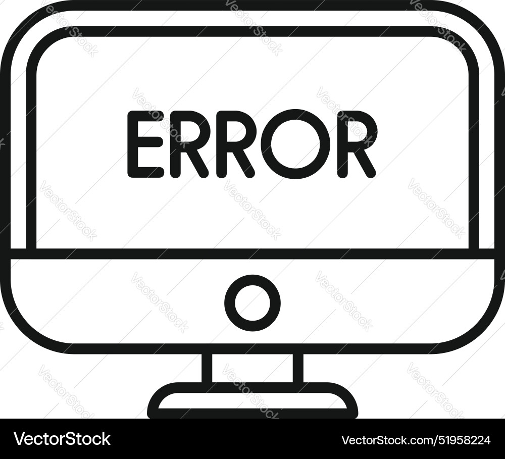 Desktop computer displaying error message icon Desktop computer displaying error message icon vector image