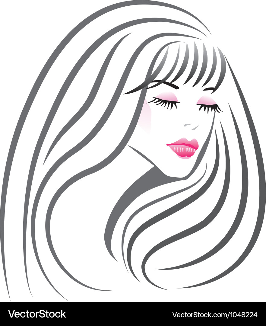 Elegant Girl Face Silhouette Vector Image