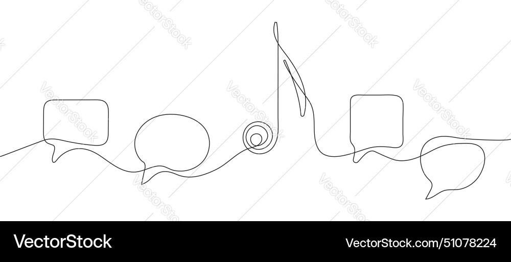 Musical note with bubble speech in continuous line Musical note with bubble speech in continuous line vector image