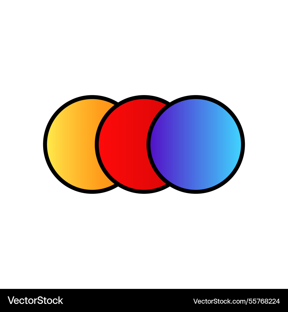 Overlapping circles in different bright colors vector image