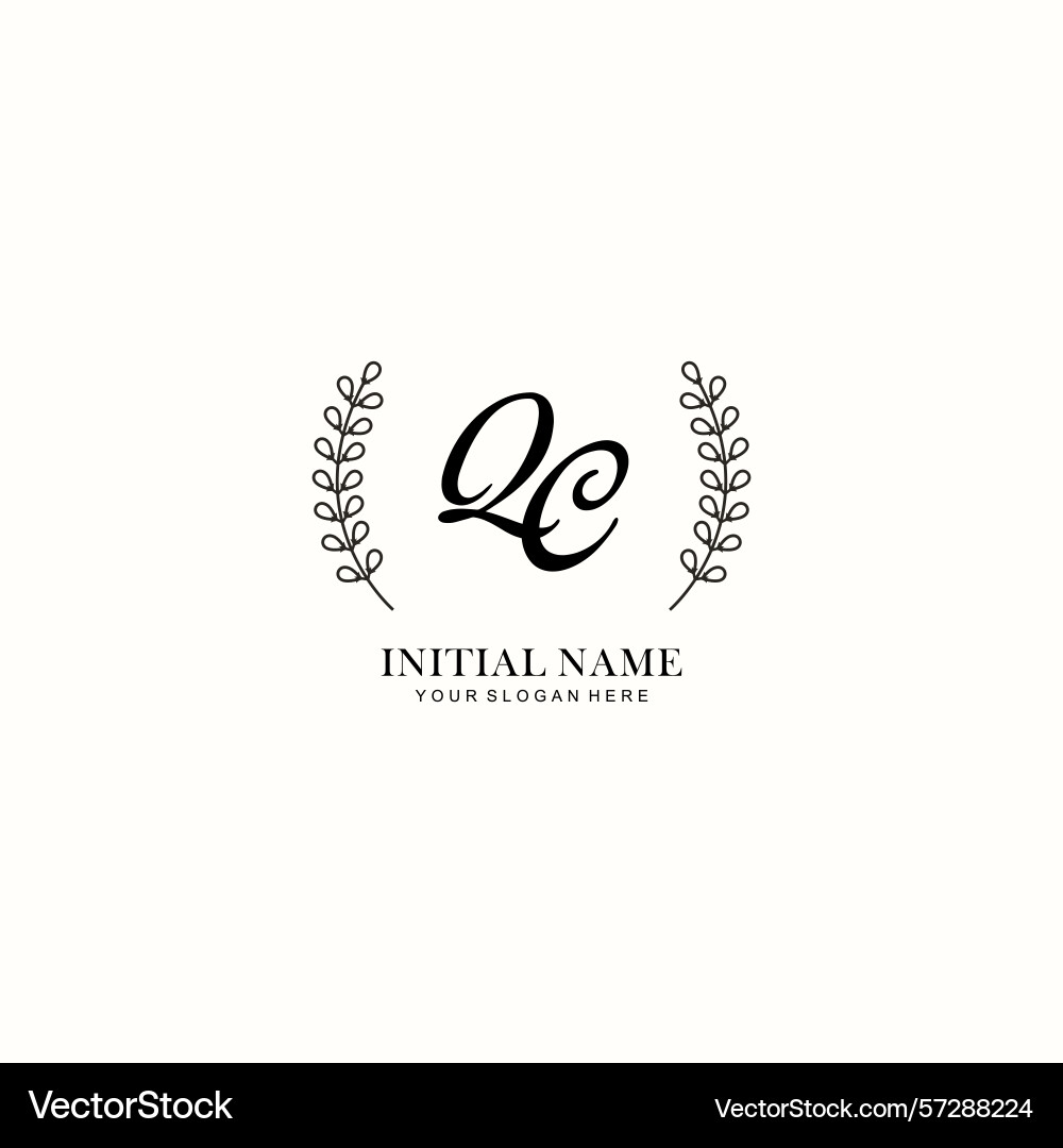 Qc initial logo templates with botanical elements Qc initial logo templates with botanical elements Vector Image