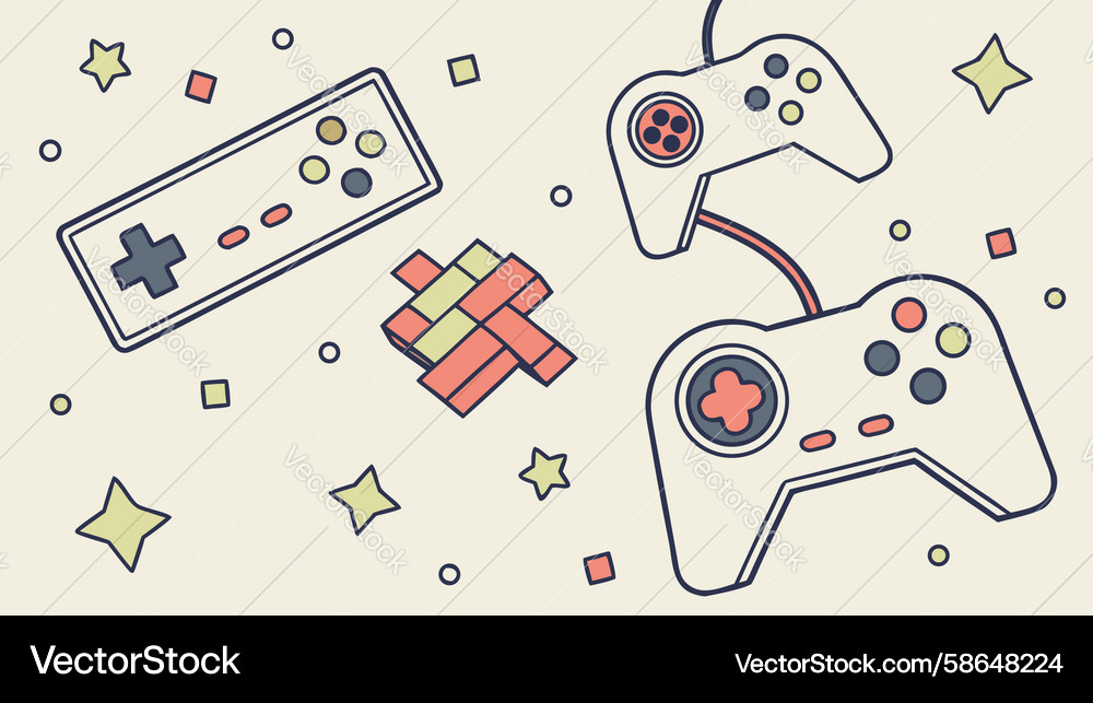 Retro Game Controller Pattern Vector Image