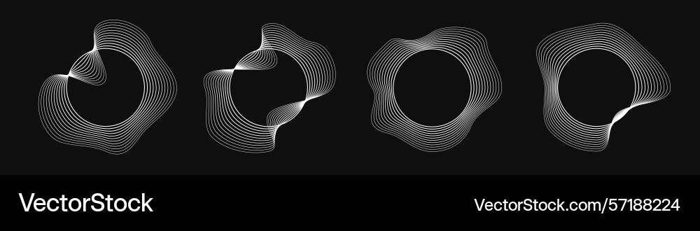 Set of round curved frames with dynamic wavy Vector Image