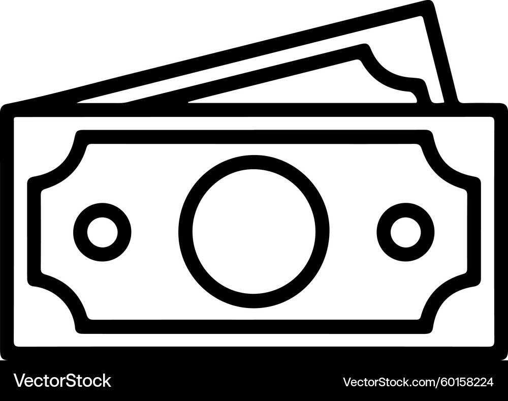 Stack of Money Bills Outline Icon – Royalty-Free Vector | VectorStock, image size:1000x789