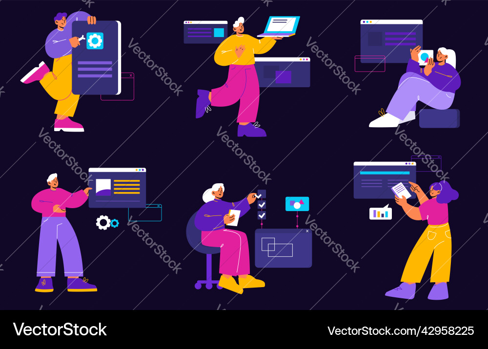 App development web programming testing concept App development web programming testing concept vector image