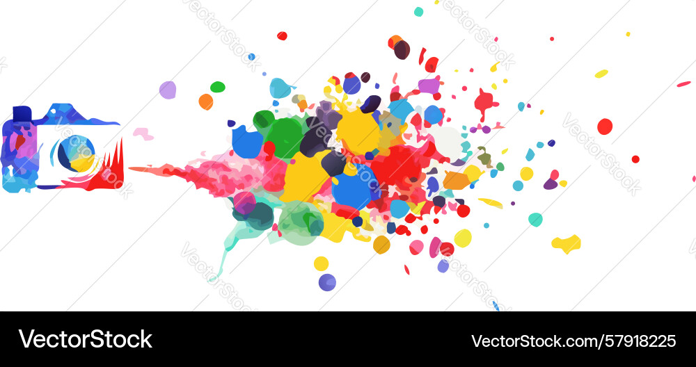 Camera with colorful abstract splatters design Vector Image