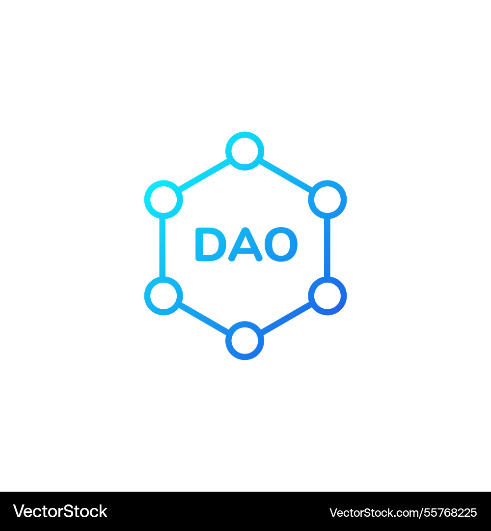 Dao network icon with hexagon and connections Vector Image