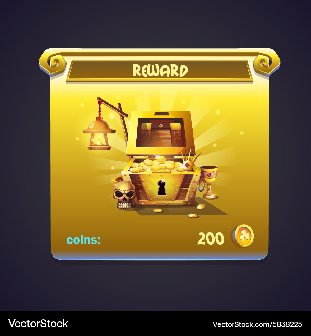 Example of window in a computer game rewards vector image