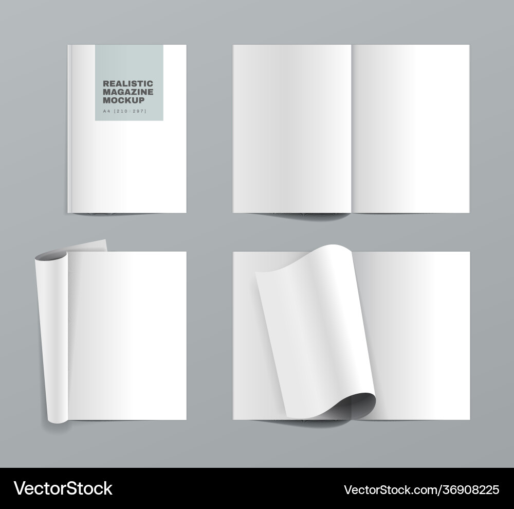 Magazine mockup realistic set Magazine mockup realistic set vector image