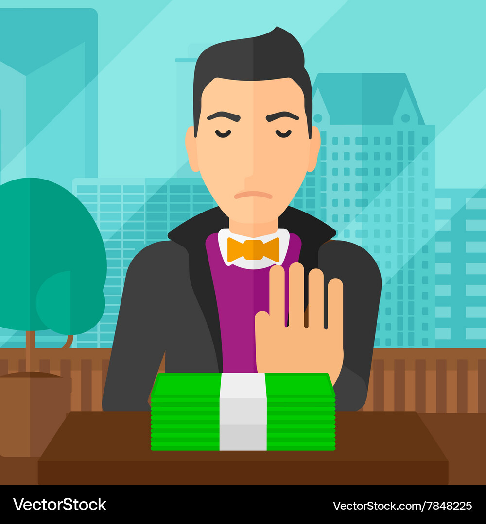 Man refusing bribe Vector Image