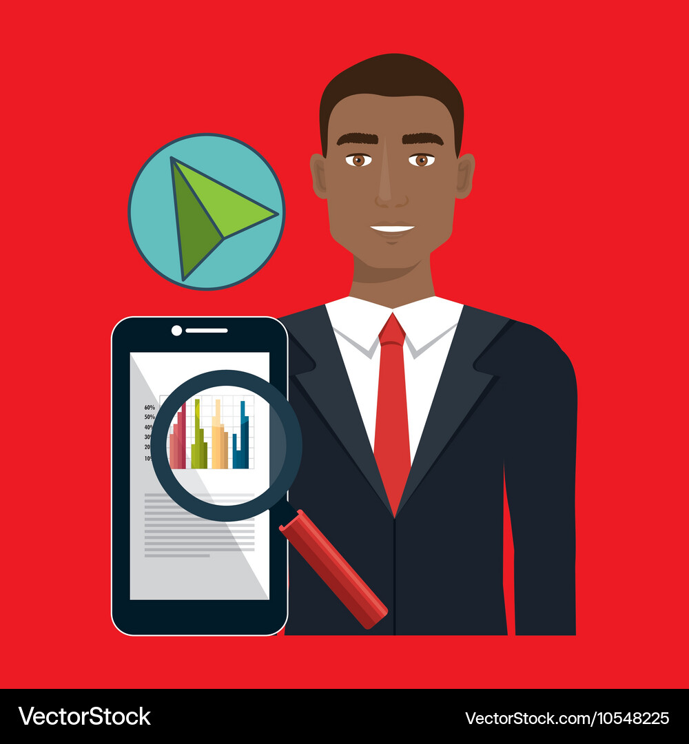 Man search smartphone cursor Vector Image